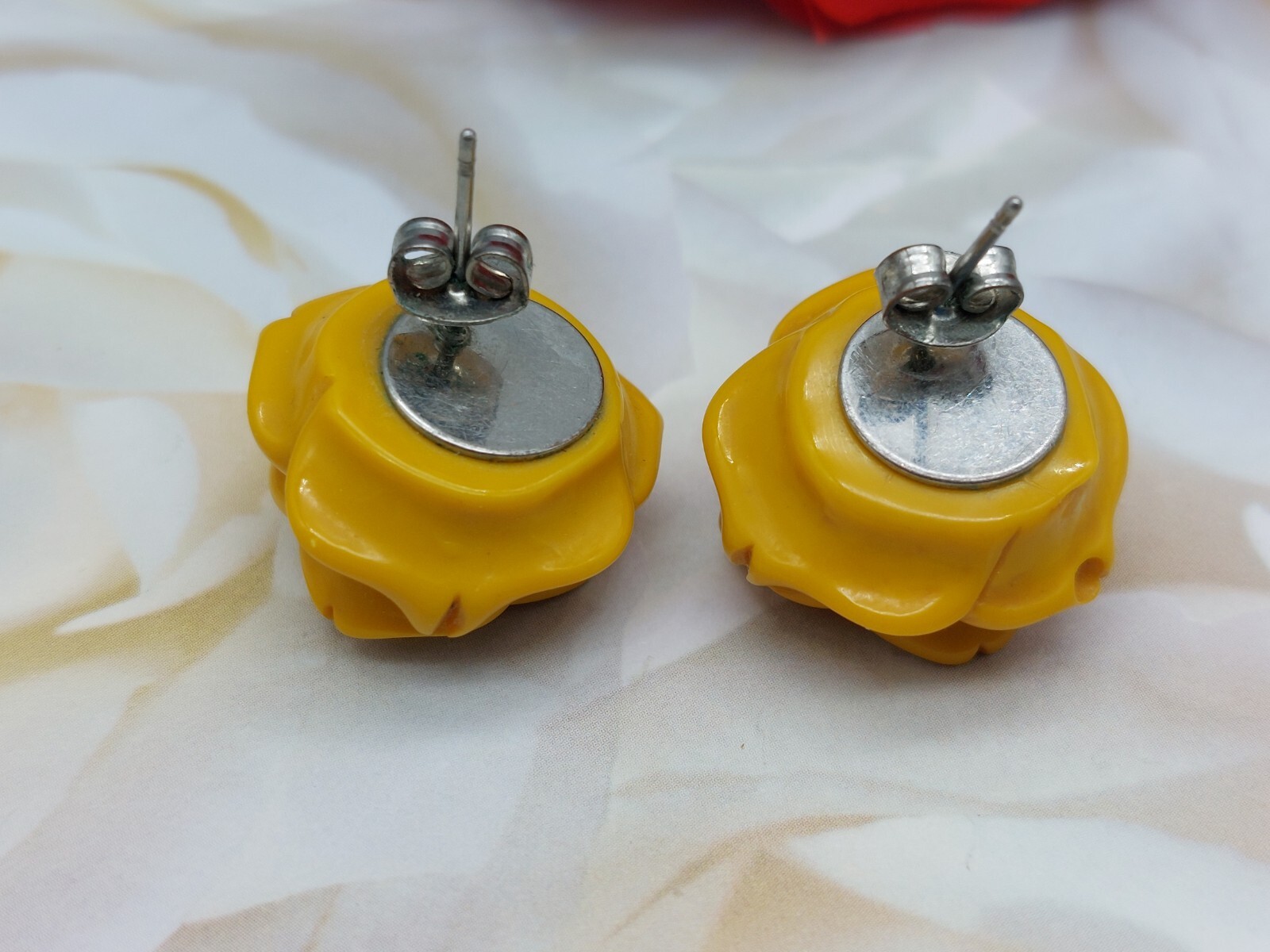 Cute Mustard Yellow Rose Flower Earrings Posts Acrylic