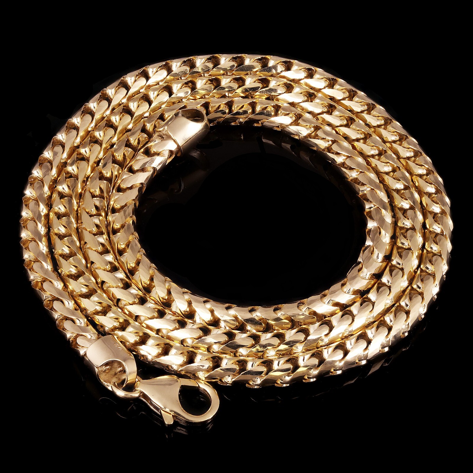 Italian 14k Yellow Gold Solid Diamond Cut Franco Chain Necklace 20″ 4mm 42.6gram