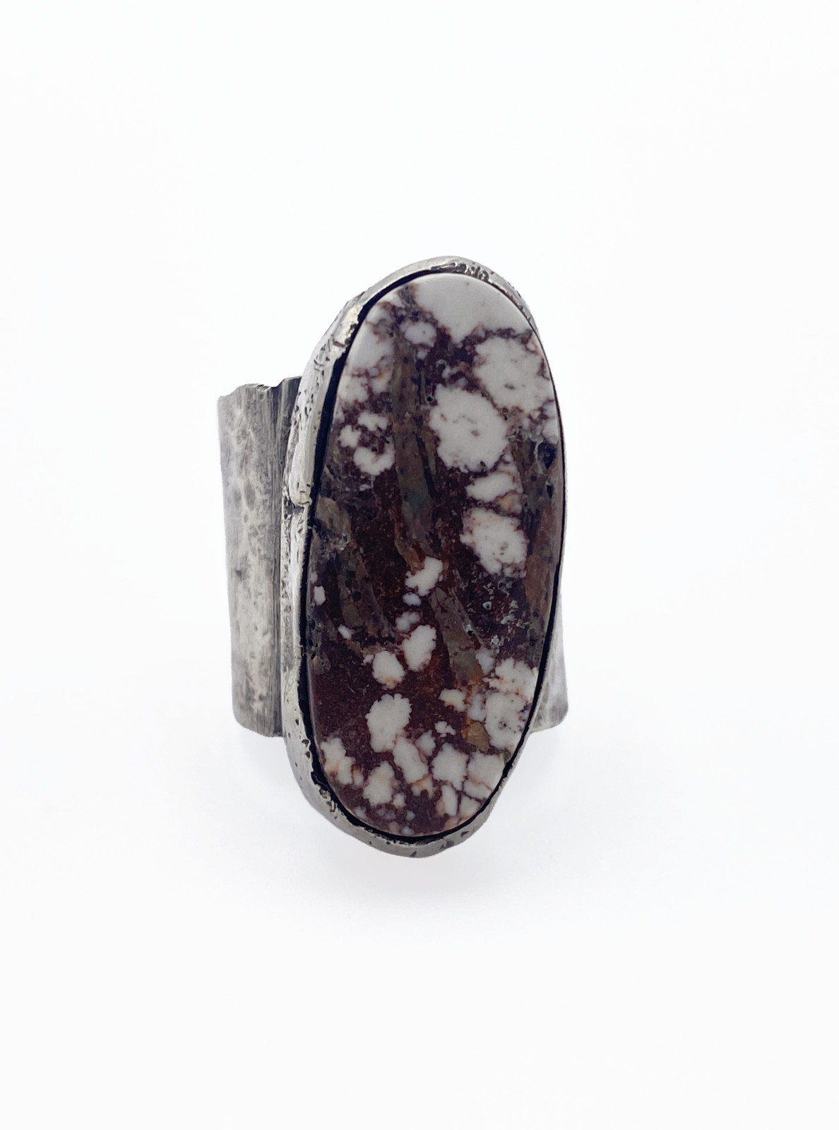 Wild Horse Jasper Sterling Silver Statement Ring Size 5 Brown White Artisan