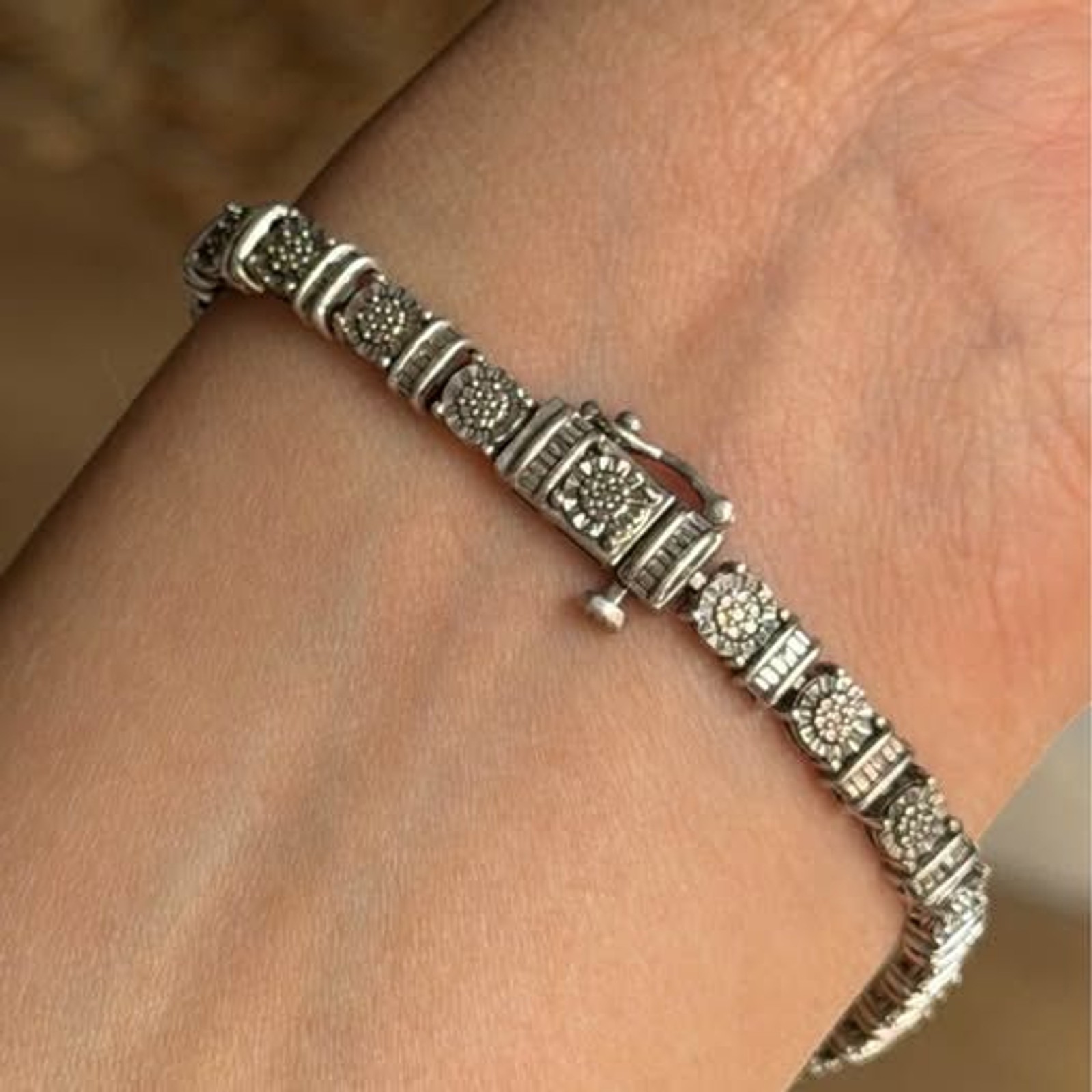 Sterling Genuine Diamond Tennis Bracelet 7.5inch