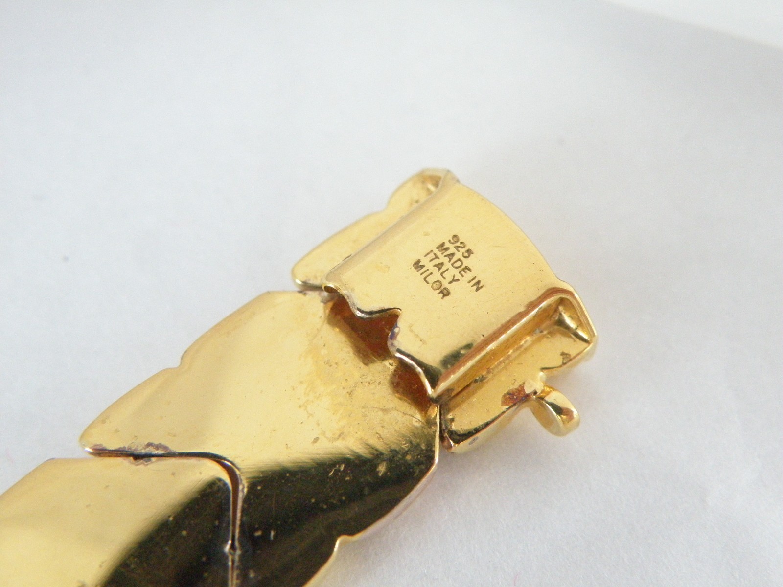 Vintage Milor Italy Sterling Silver 925 Gold on Spiga Wheat Link Bracelet 7.5″