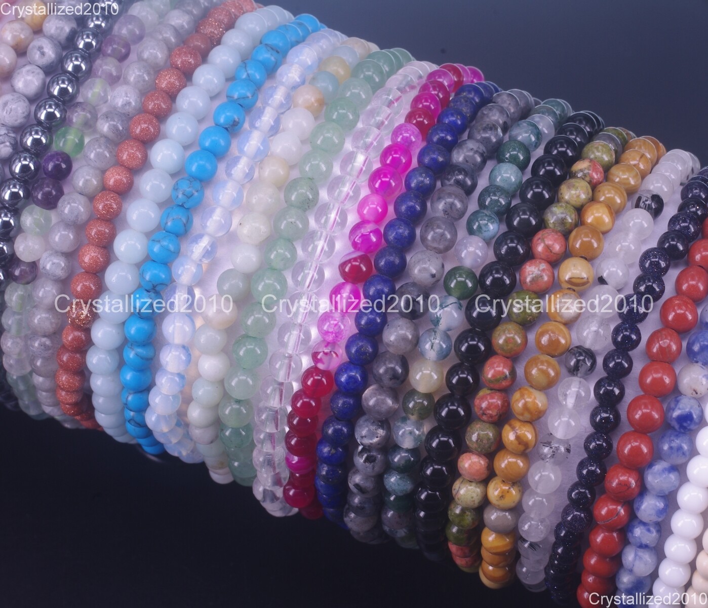 Handmade 4mm Mixed Natural Gemstone Round Beads Stretchy Bracelet Child Size 6″
