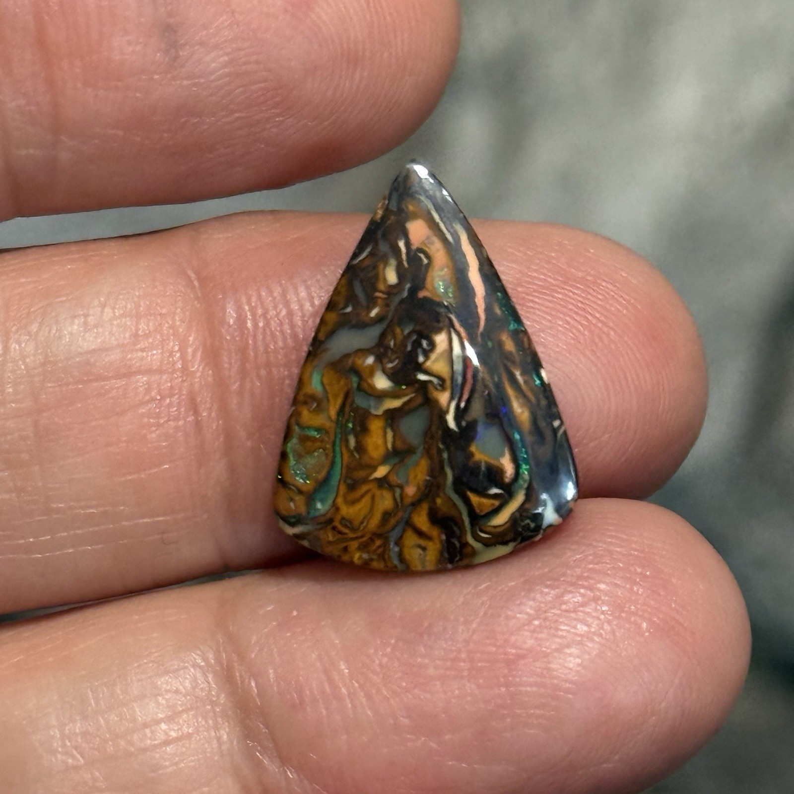 6.45ct 19.3×14.3×3.1mm Colorful Australian Koroit Boulder Opal Drop Cabochon Gem