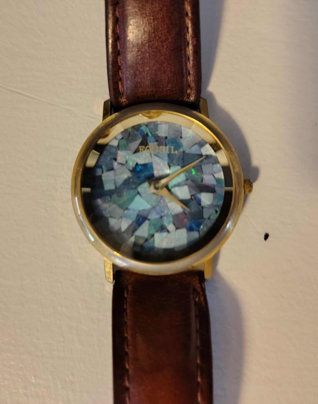 Fossil Watch PC-7305 Circa Early 1990s with Prism Crystal and Blue Face