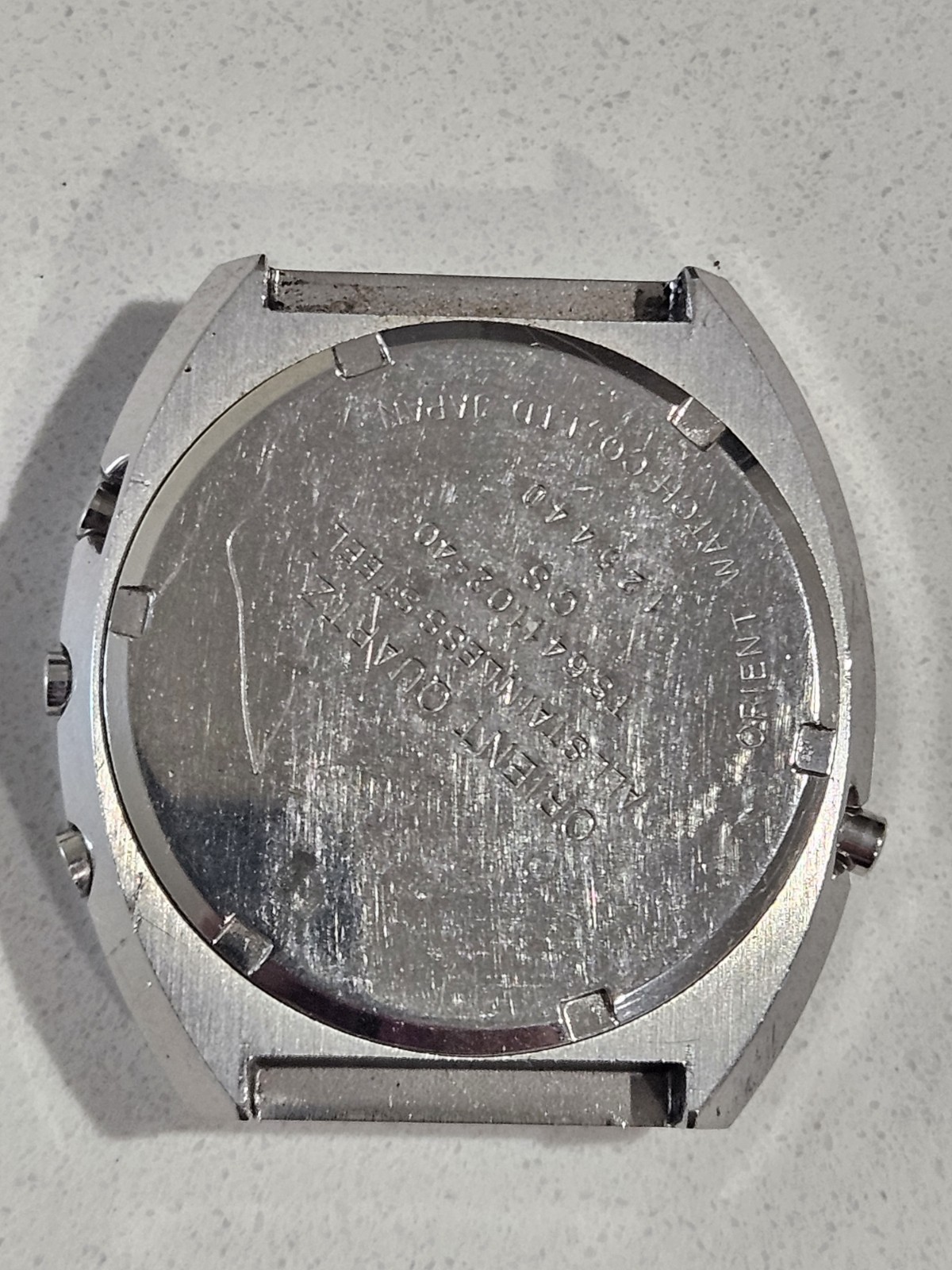 Vintage Orient Quartz Watch LCD Silver Tone Green Dial TS641102-40