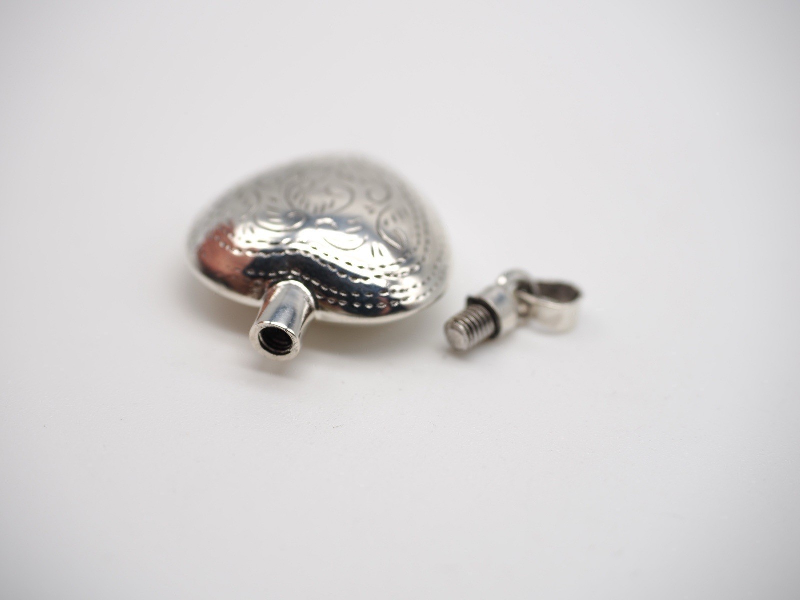 Etched Heart 925 Sterling Silver Cremation Keepsake Pendant Memorial