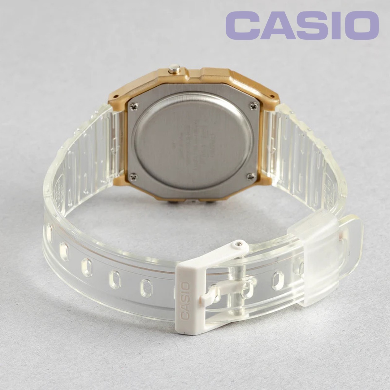 CASIO F-91WS-7A2JF Transparent Band Gold Case Classic Digital Watch