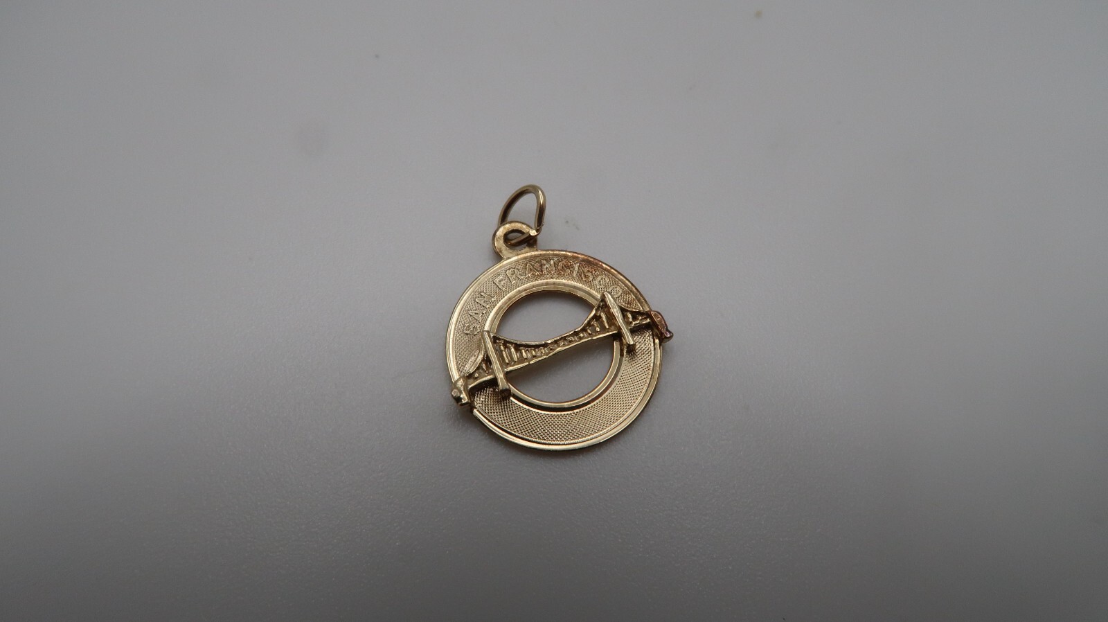 Vintage Gold Over Sterling Silver San Francisco Golden Gate Charm Pendant 1.7cm