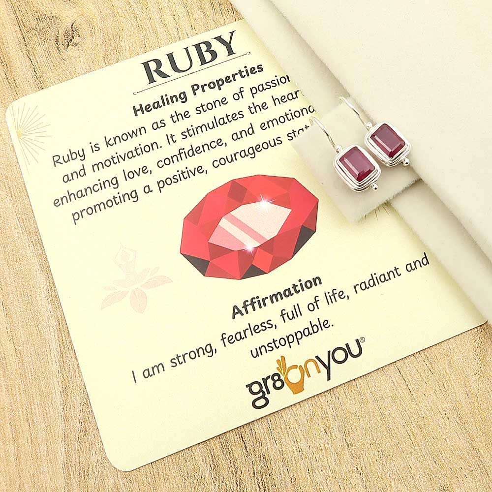 gr8onyou Natural RUBY Earrings Sterling Silver | Signature Gift Box