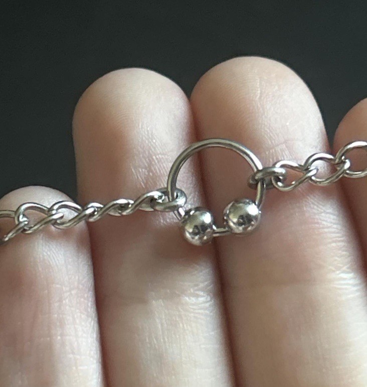 handcrafted stainless steel ring chain bracelet (18cm length)