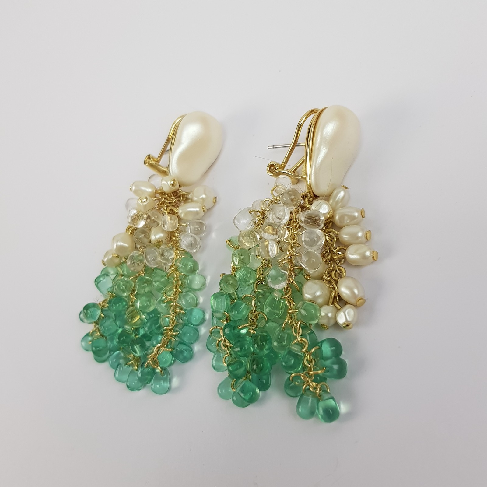 & Other Stories Waterfall Drop Earrings Sea Green Gradient Teardrop Beads