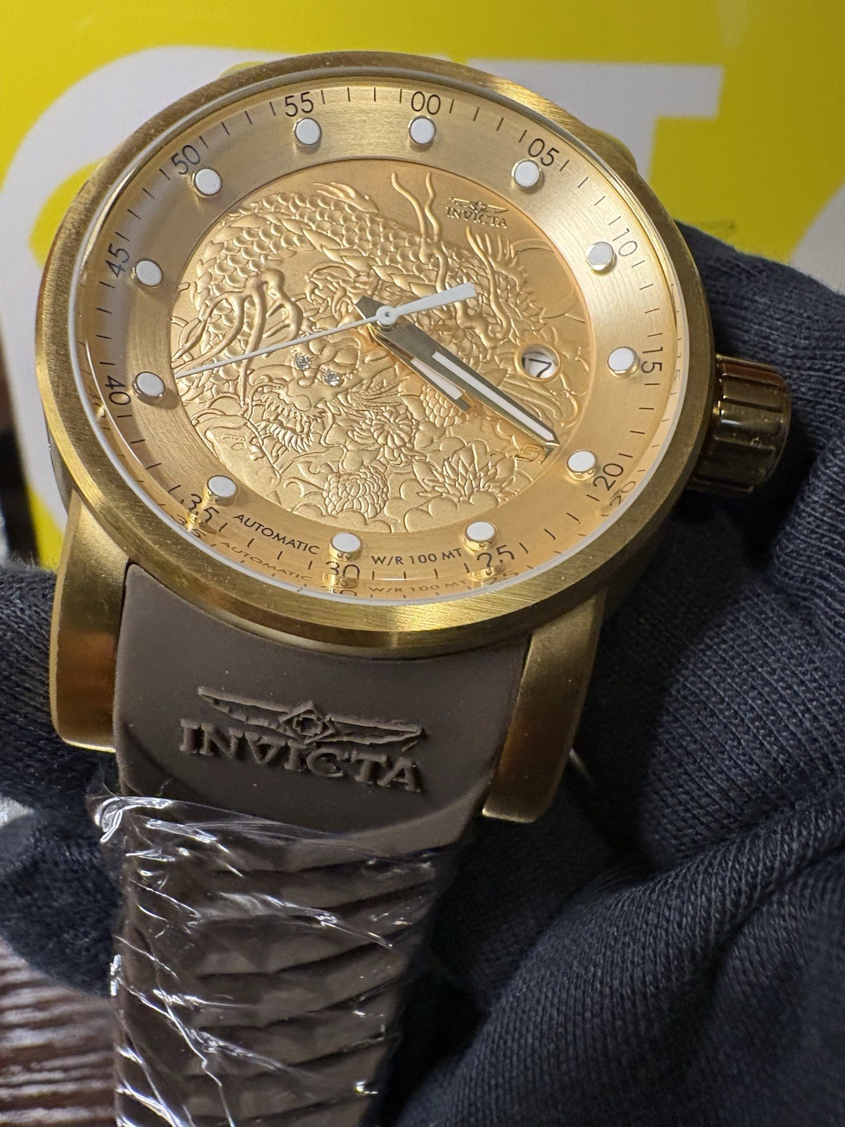 🐉Invicta S1 Rally Yakuza Automatic Men’s Watch – 48mm, Brown, Beige (12790)