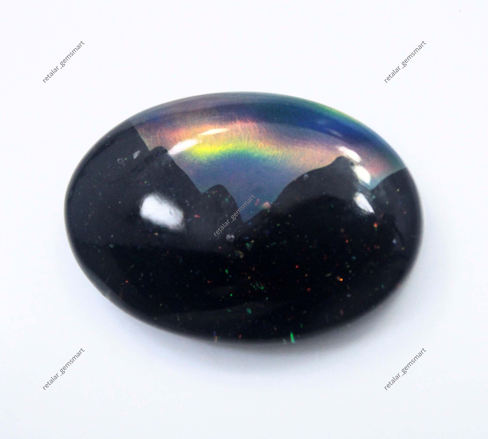 20.00 Ct Natural Australian Black Fire Opal Doublet Certified Untreated Gemstone