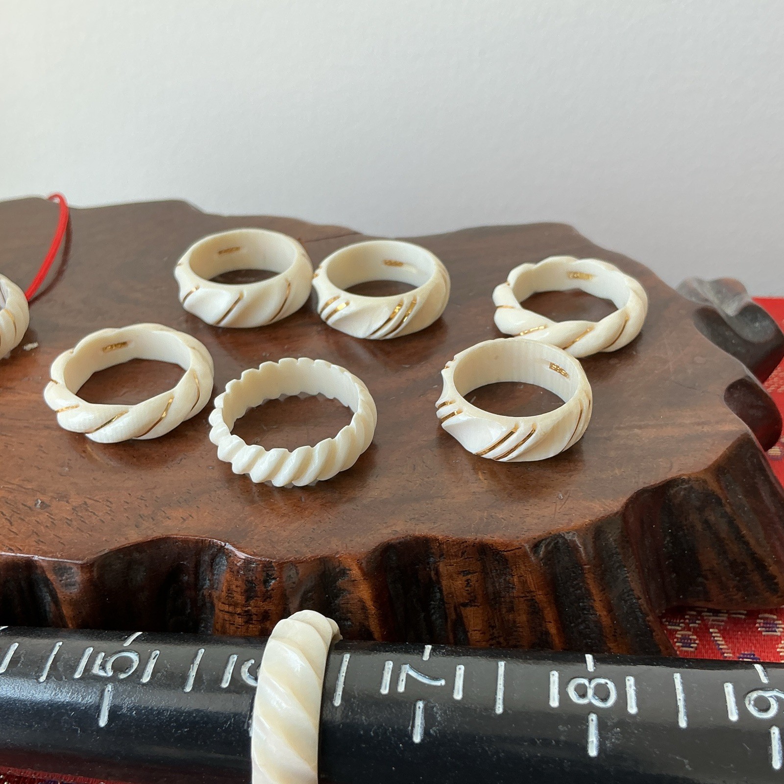Lot of 10 White Stretch Twisted Beaded Band Rings No Stone Size 3.5-6