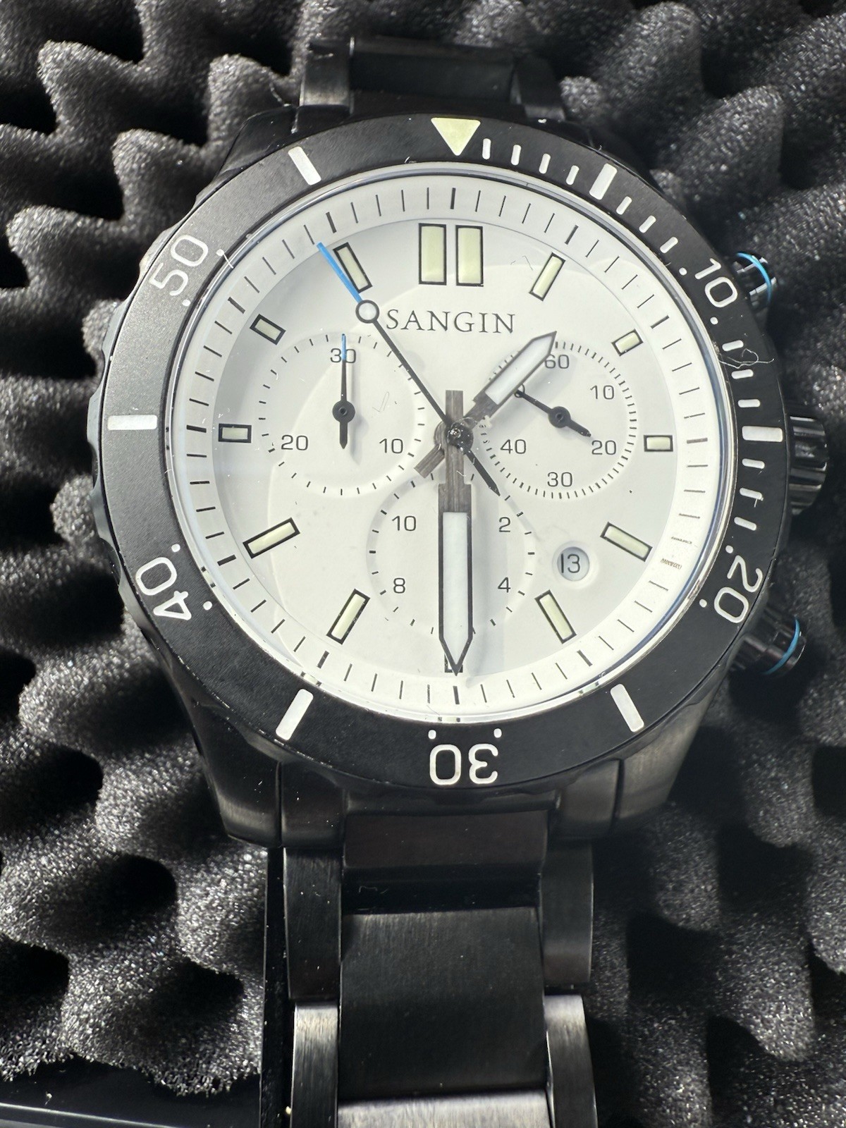RARE – Sangin Instruments CHRONOGRAPH PROFESSIONAL WHITE DIAL DLC