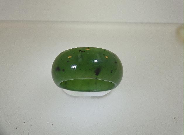 9-10MM NATURAL LIGHT-MEDIUM SOLID CANADIAN NEPHRITE JADE WIDE BAND DOMED RING