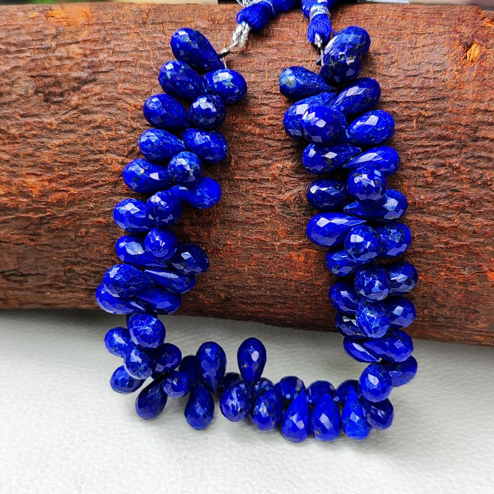 Natural Lapis Lazuli Gems 11×7 to 13×8 mm Faceted Teardrop Briolette 8.5″ Strand