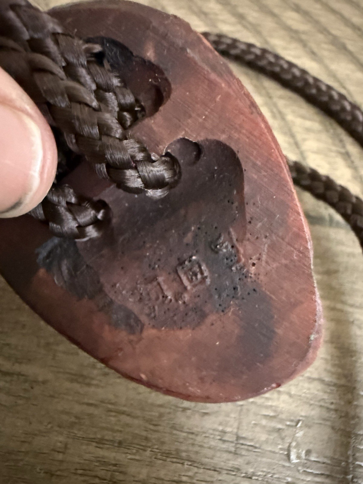 Vintage Korean Hahoetal Yangban Resin Wood Look Face Mask Bolo Tie