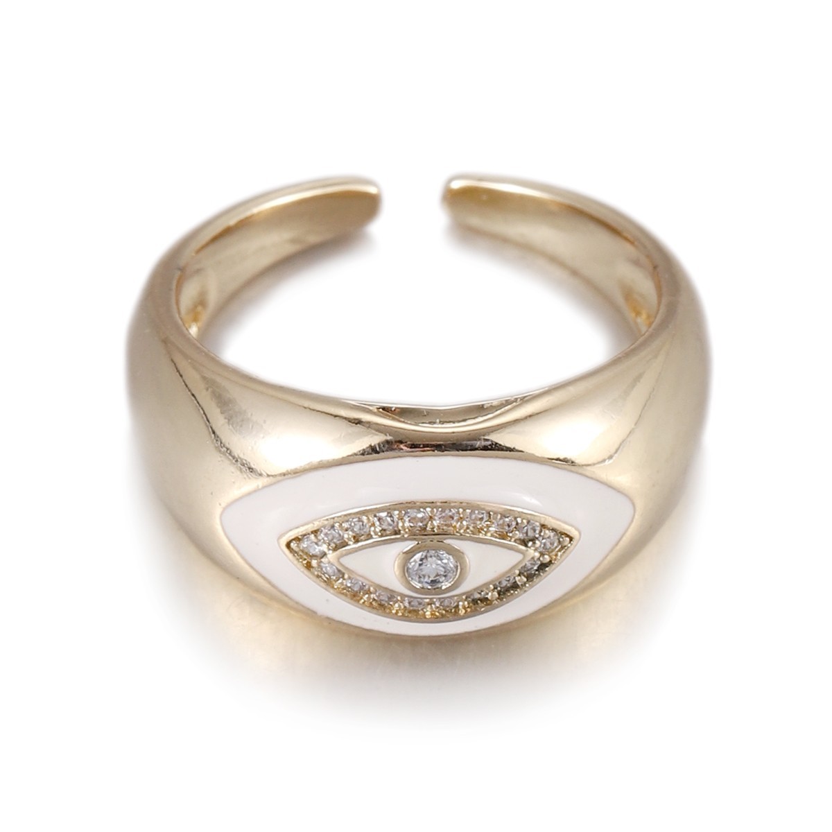 1Pcs Zircon Vintage Evil Eye Finger Ring For Women Men Gift Gold Color Turkish