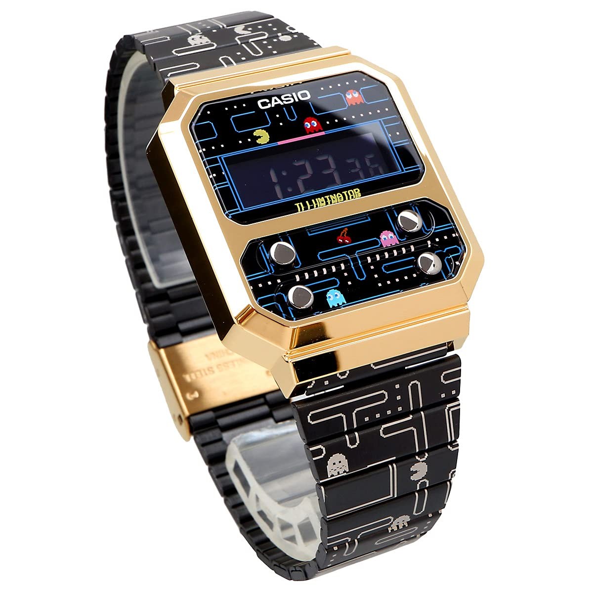 CASIO A100WEPC-1BJR Pac-Man Limited Collaboration Digital Watch Black Gold NEW