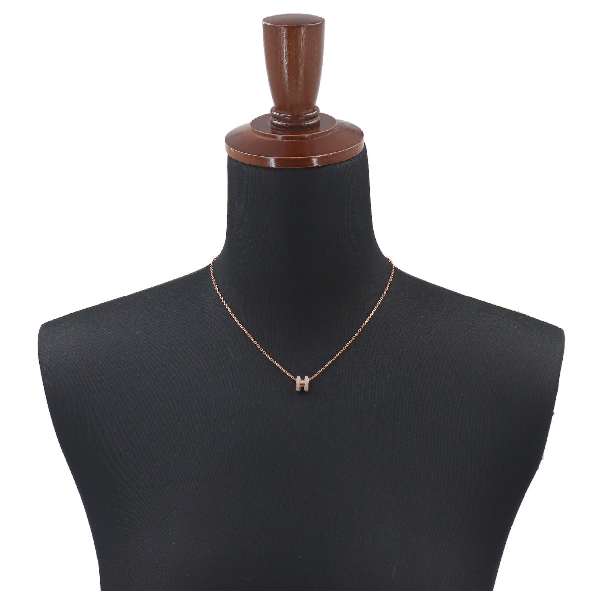 HERMES Mini Pop H Chain Necklace Marron grace Gold Accessory 90330172