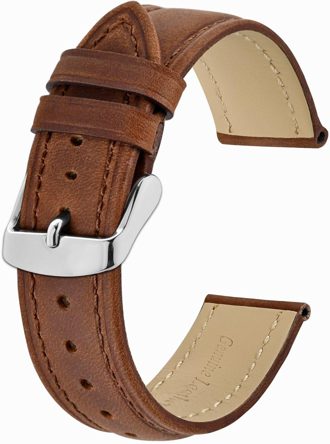 Reemplazo De Correa De Reloj De Cuero Con Hebilla De Acero Inoxidable, 18 Mm