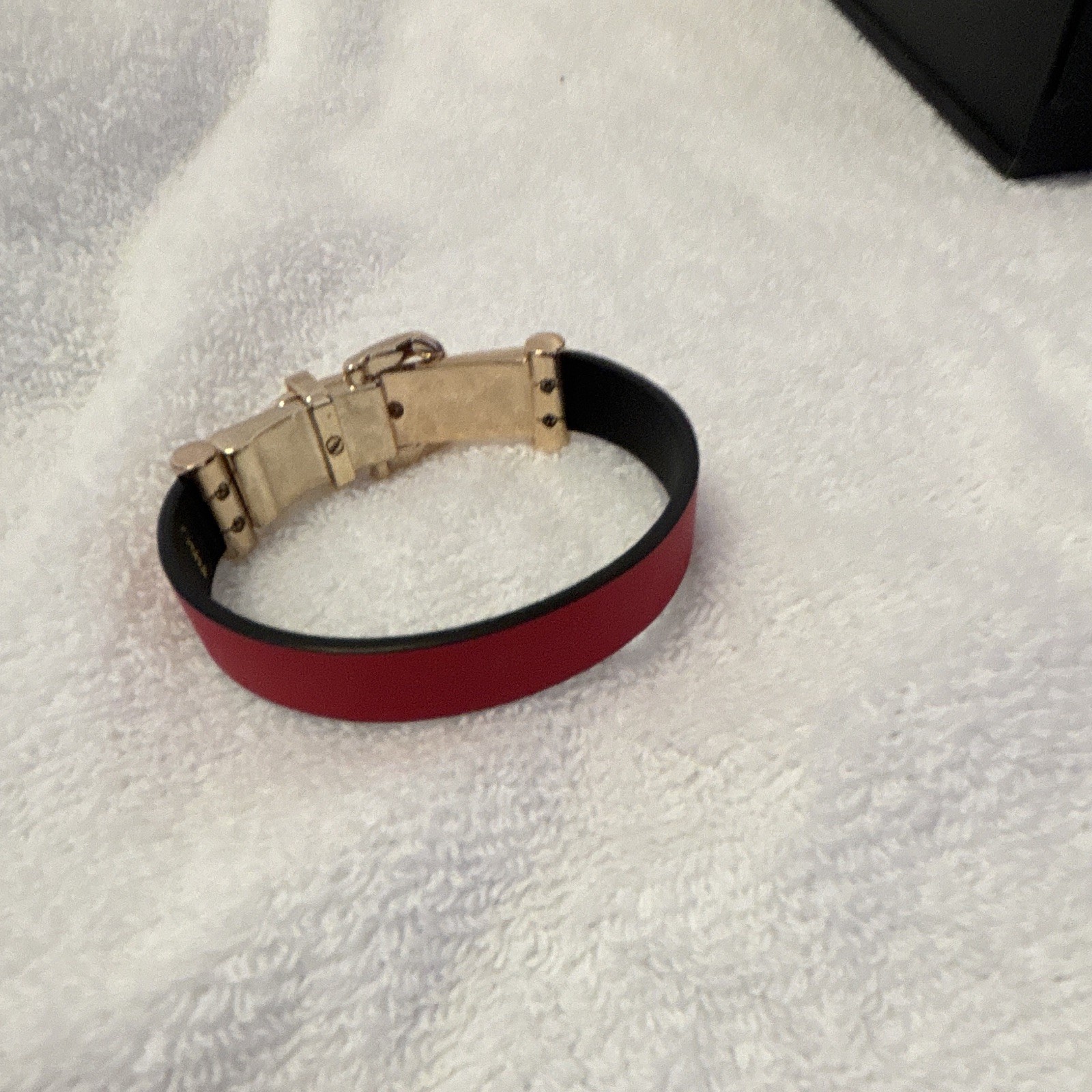 Coach Bracelet Lot Bangle Chain Cuff Leather & Metal Red/Black