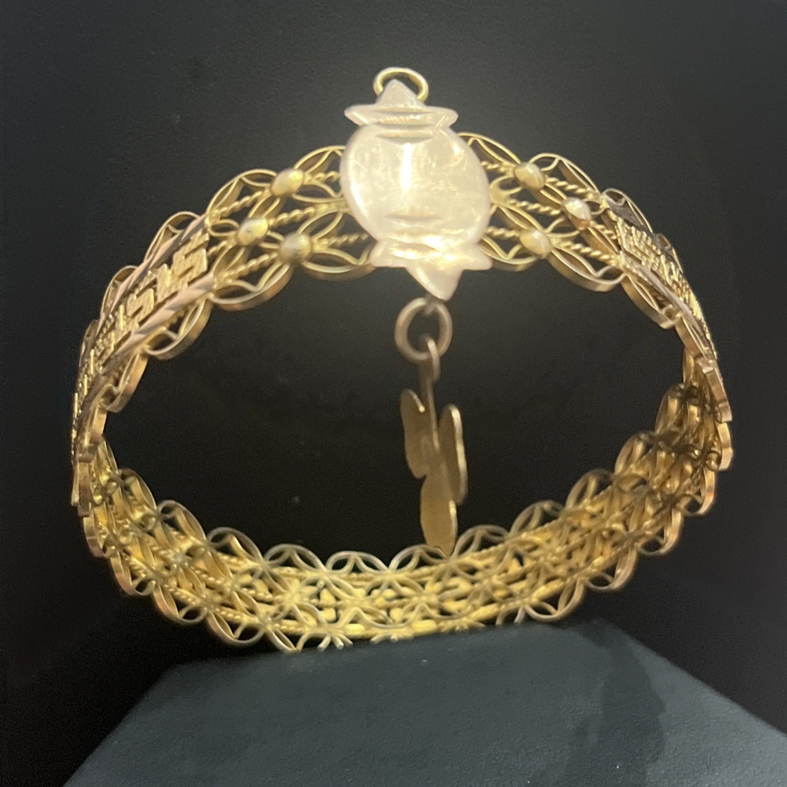 Antique Victorian Etruscan Gold Filled Greek Key Bangle Wedding Love Bracelet