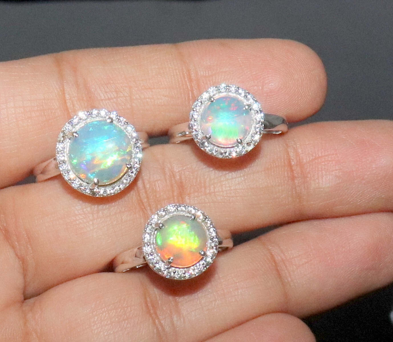 fire opal ring with 925 silver opal gemstone ring unisex rings Natural Ethiopian