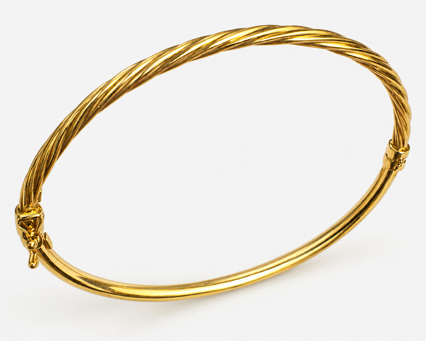 10K YELLOW 2.75MM TWISTED HIGH POLISHED ITALIAN HINGED BANGLE BRACELET