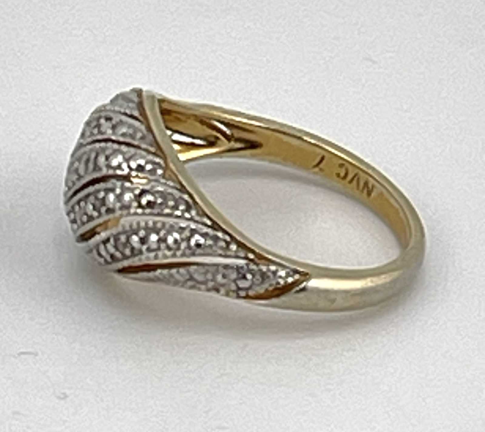 VINTAGE NVC RING Gold on 925 Sterling Silver w/Pave CZ’s/Size 7/weight 3.2grams