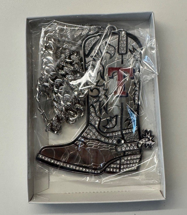 Western Cowboy Boot Charm Pendant Necklace Silver Texas Ranger