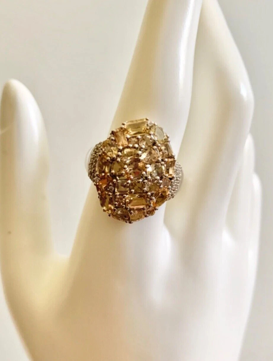 Premium Golden Imperial Topaz, White Zircon Ring – Size 10 (4.90 ctw.)