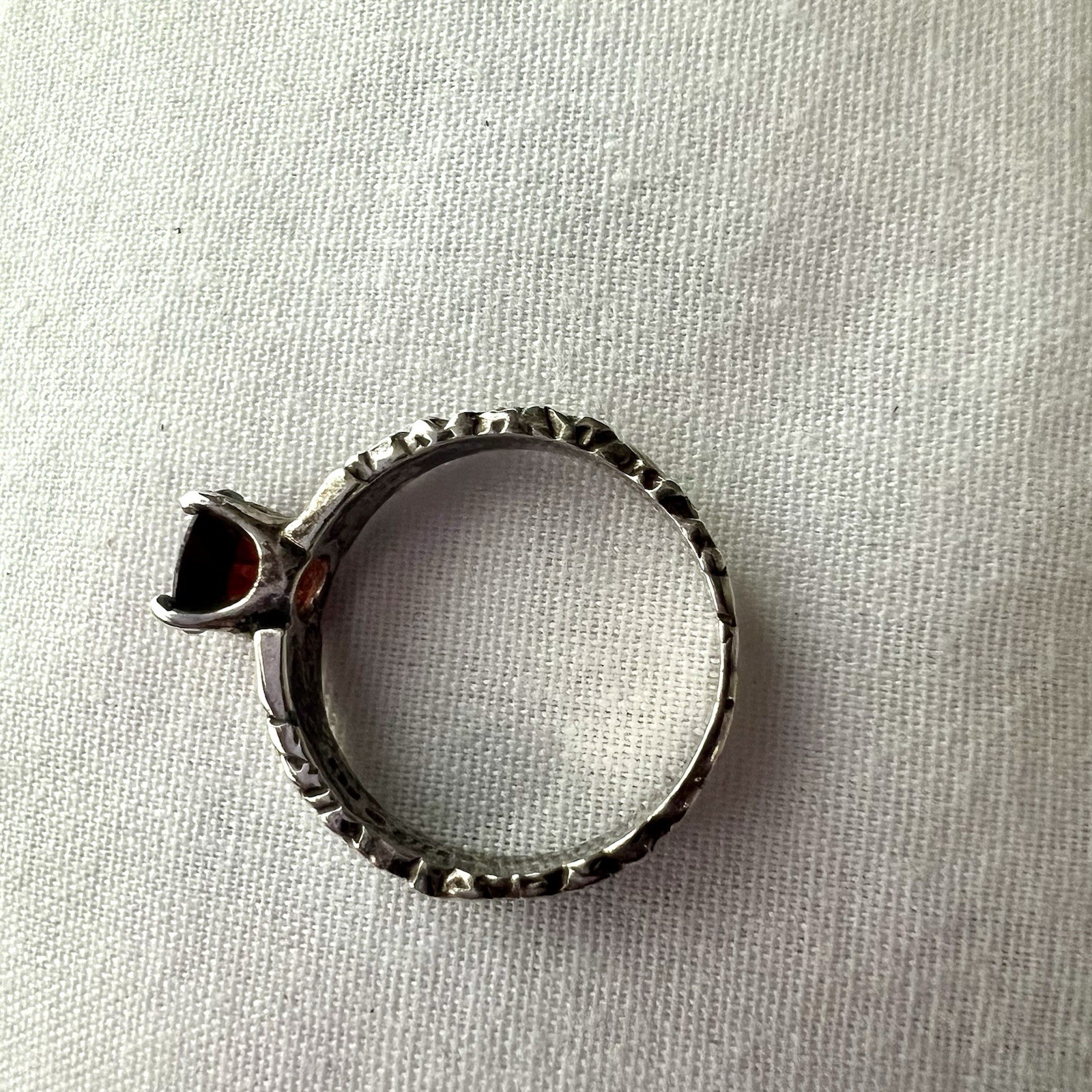 KBN Sterling Silver 925 Designer Signed Garnet Gemstone Ring Size 5.25