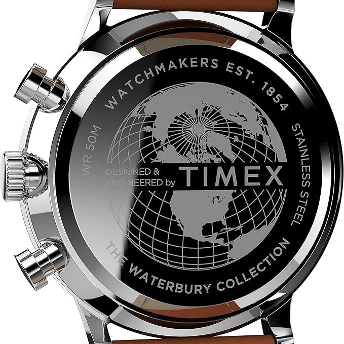 Timex Waterbury Classic Men’s Navy Blue Dial Chronograph Leather Watch TW2V30800