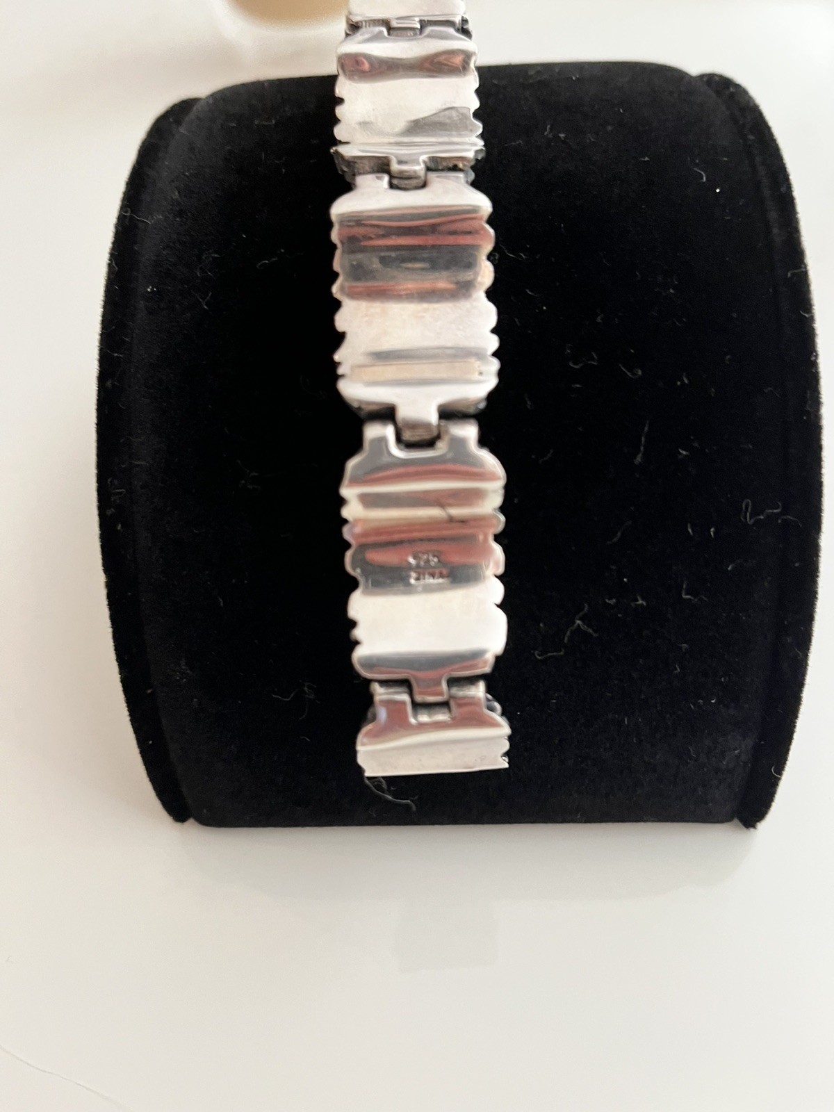 Vintage Zina B Hills 925 Silver Puffy Panel Oxidized Bracelet 7.25 in 78 grams