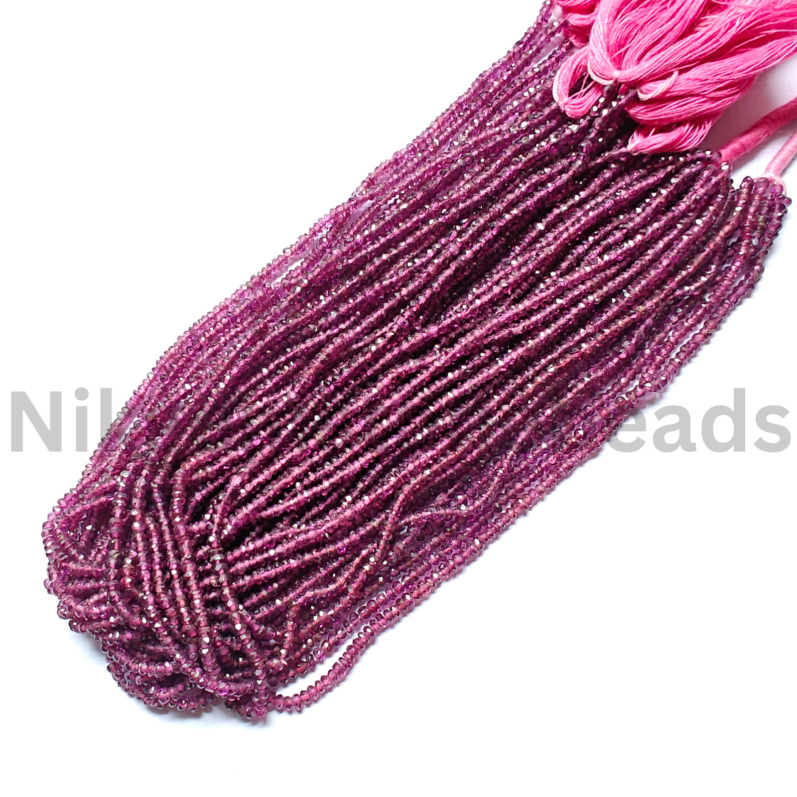 Natural Rhodolite Pink Garnet Beads, Faceted Rondelle Cut Stone, 2.50-2.75 MM.