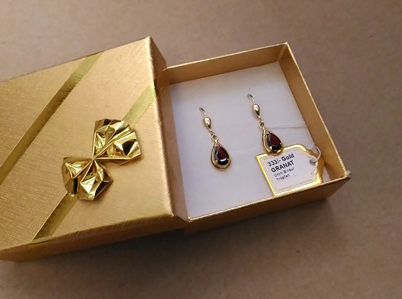 REAL GOLD 💧 Garnet Drop Earrings Drop Earrings