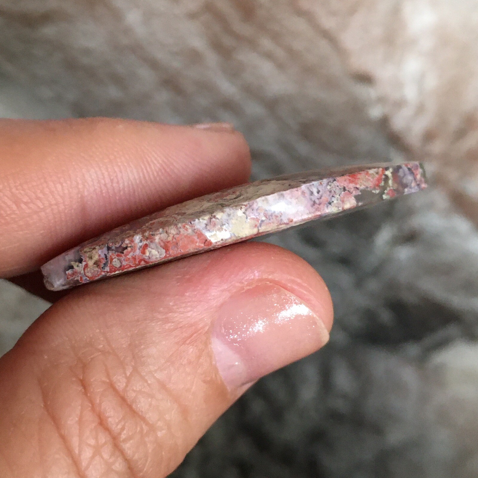 42.8×19.6x6mm Fine Garden Moss Agate Oval Cabochon Loose Picture Stone