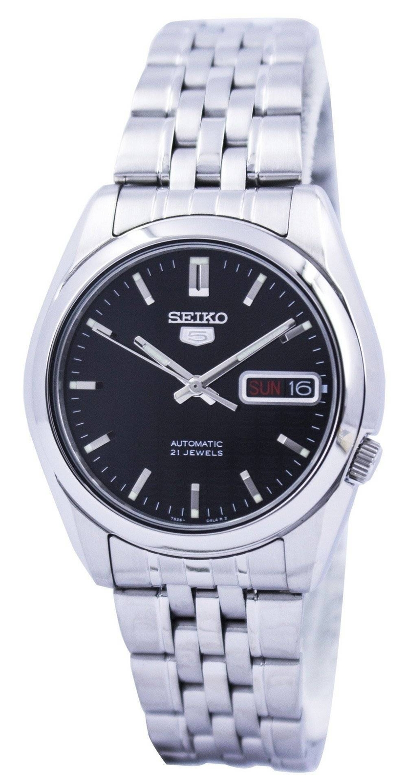 Seiko 5 Automatic Black Dial Silver Bezel Band SNK361K1 Men’s Watch Case 37 mm