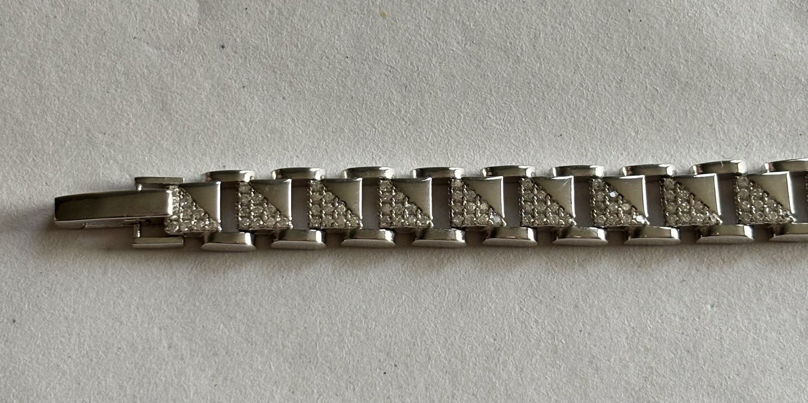 Mens Boys Stainless Steel/Titanium Bracelet With Faux Diamonds 925