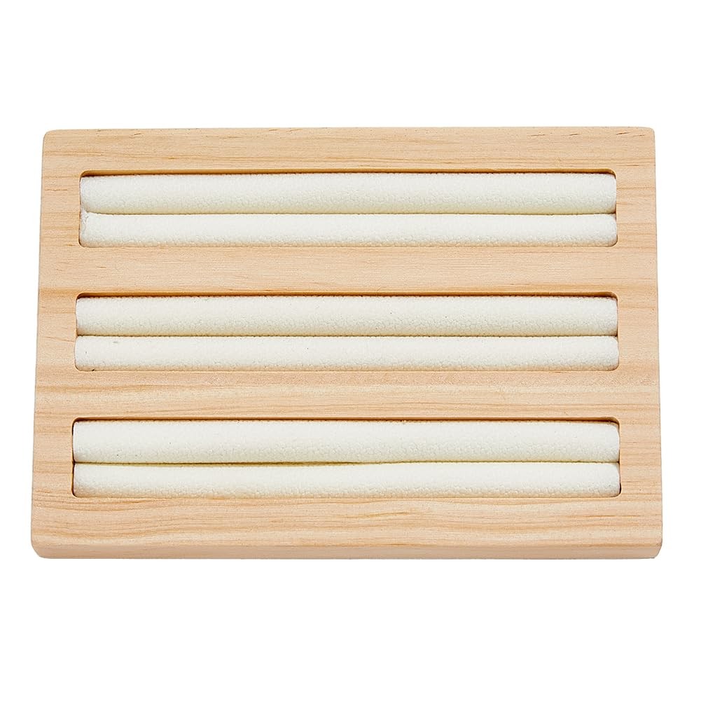 3-Slot Bamboo Ring Holder 5.87×4.09×10.63 Inch Wood Ring Displays Stand Recta…
