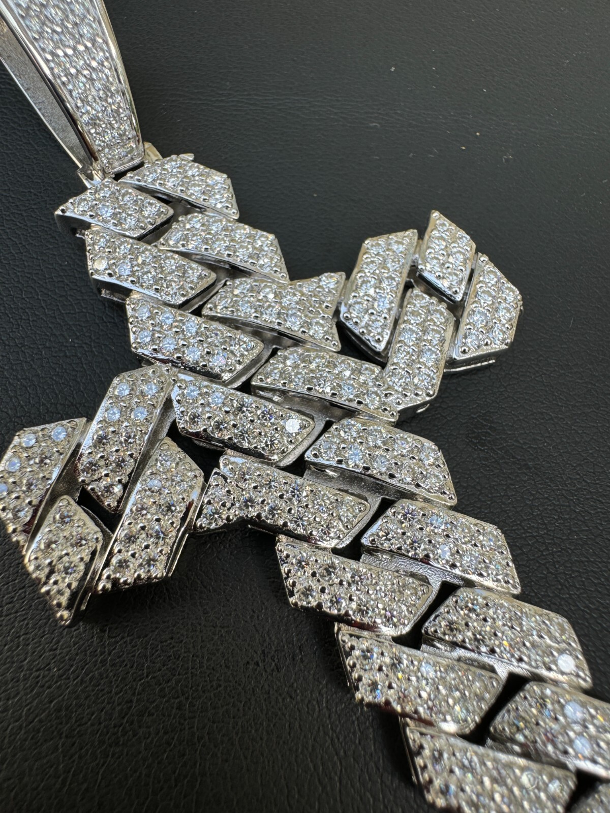 MOISSANITE Prong Miami Cuban Link Cross Pendant – 925 Silver Necklace 3 Sizes
