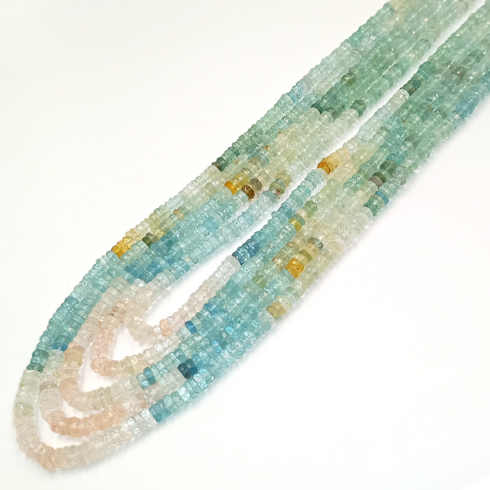 Aquamarine Saded Faceted Gemstone 20 Inch Beads Single Strand Necklace gifts,