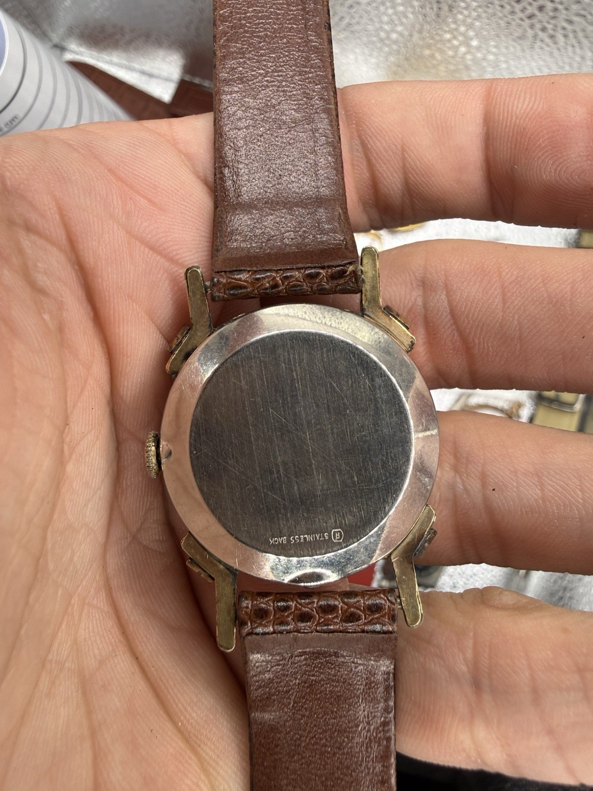 Gruen Vintage Knotted Lugs Manual Wind Arabic Dial Gold Case