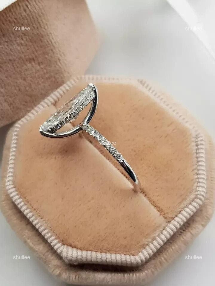 Lab Grown Diamond Anniversary Solitaire with Accents Ring Jewelry 14K White Gold