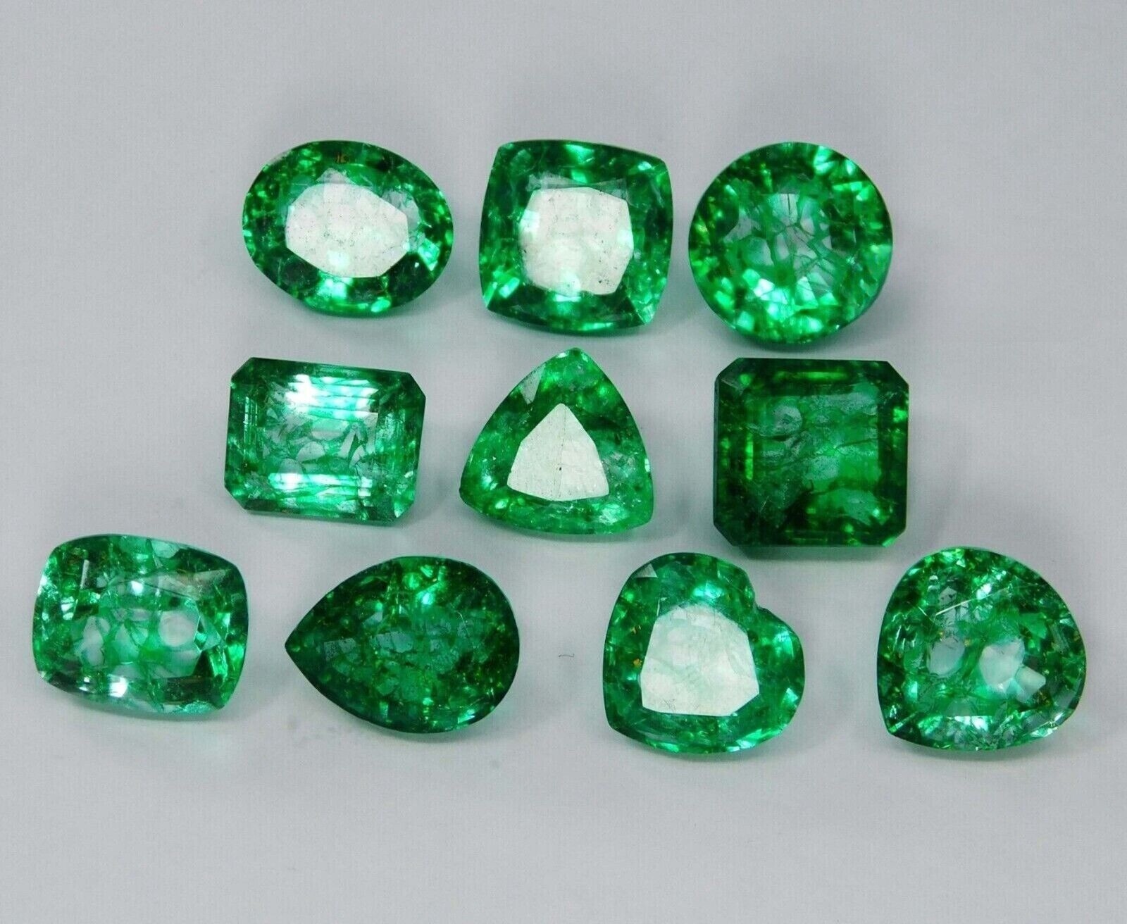 105 Ct 9 Pcs EGL Certified Natural Green Emerald Lot Mixed Cut Loose Gemstone