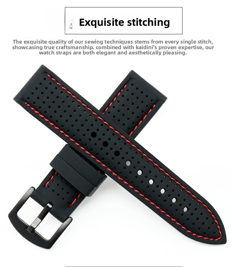 Silicone Watch Strap 20 22 24mm Waterproof Breathable Mens Sport Outdoor Band