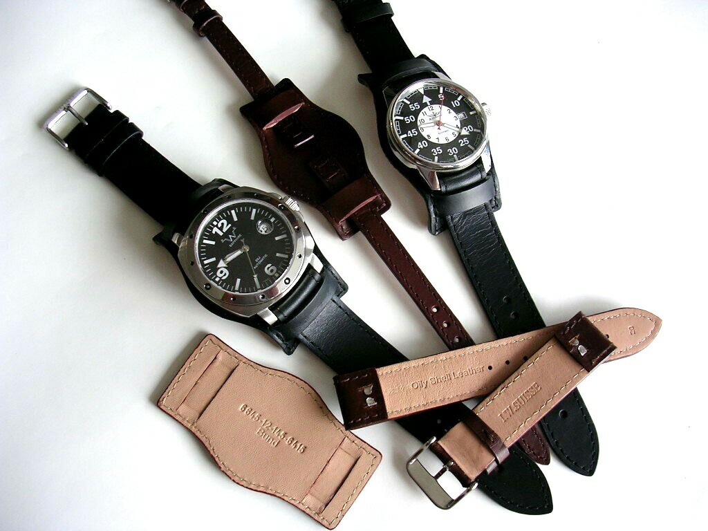 Bund Open End Leather watchband Military strap IW SUISSE 10 12 14 16 18 19 20 22