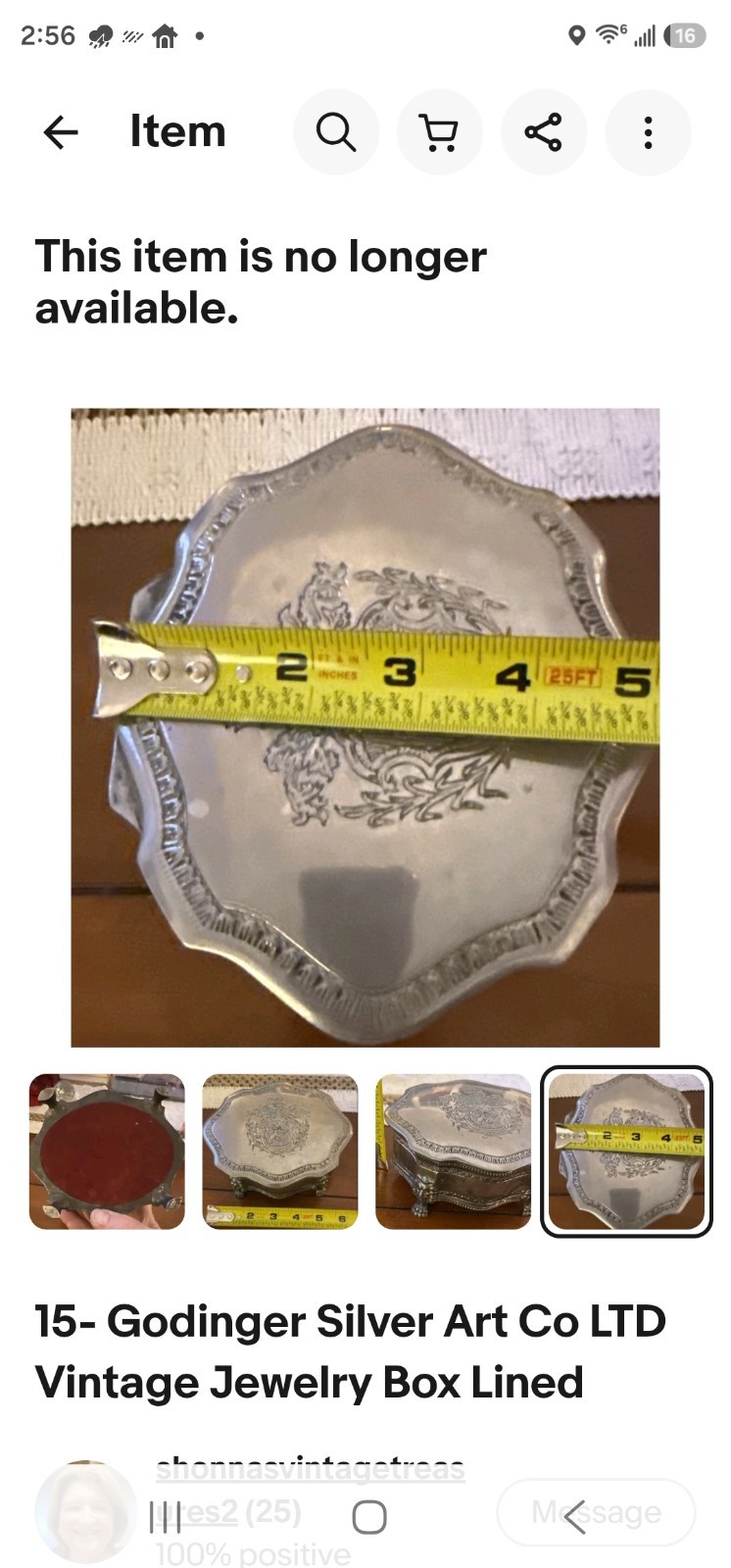 Godinger Silver Plated Jewelry Box Vintage l Red Velvet Lining
